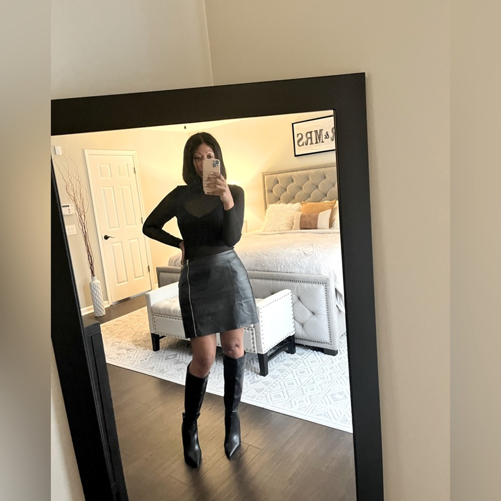 Express Faux Leather Mini Skirt in a size 8